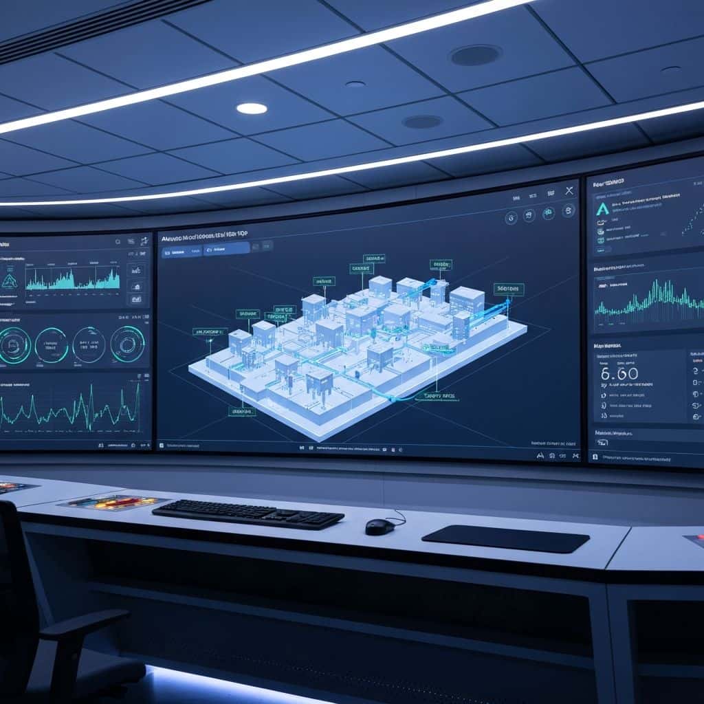 Infrastructure technology interface representing monitoring intelligence and digital systems