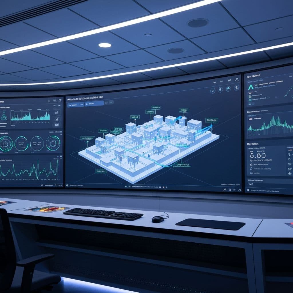 Infrastructure technology interface representing monitoring intelligence and digital systems